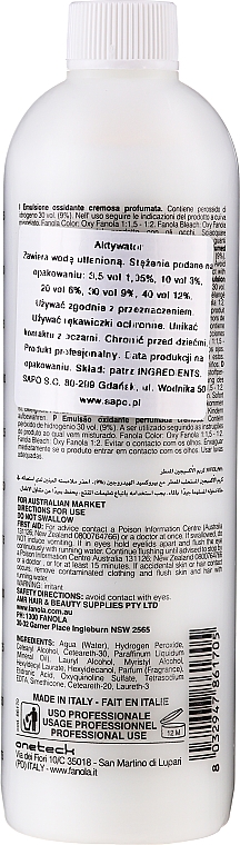 Emulsja utleniająca - Fanola Acqua Ossigenata Perfumed Hydrogen Peroxide Hair Oxidant 30vol 9% — Zdjęcie N2