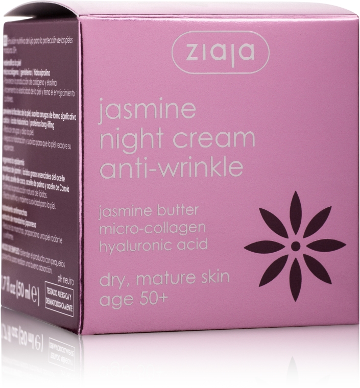 Jaśminowy krem przeciw zmarszczkom na noc 50+ - Ziaja Jasmine Night Cream Anti-Wrinkle — Zdjęcie N2