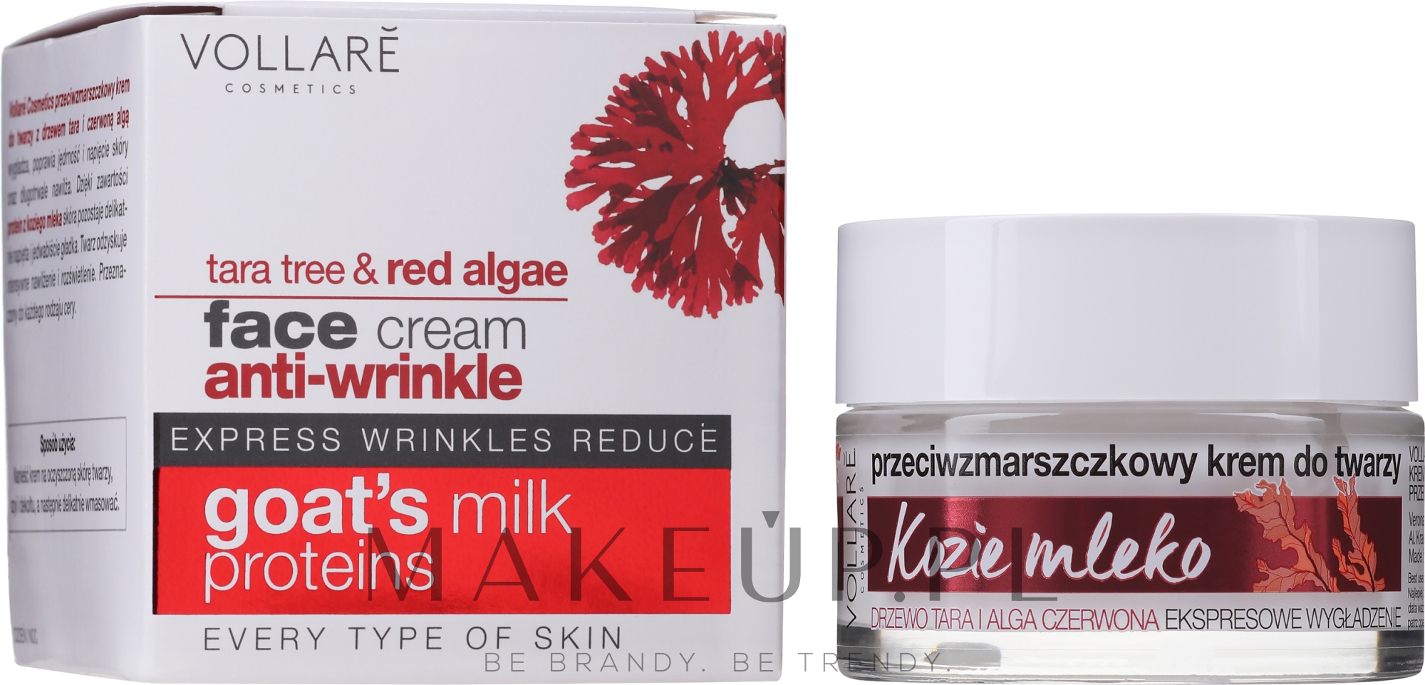 Przeciwzmarszczkowy krem do twarzy z drzewem tara i czerwoną algą - Vollaré Cosmetics Kozie mleko — Zdjęcie 50 ml