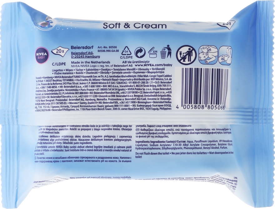 Chusteczki nawilżające dla dzieci 20 szt - NIVEA BABY Soft & Cream Cleansing Wipes — Zdjęcie N2