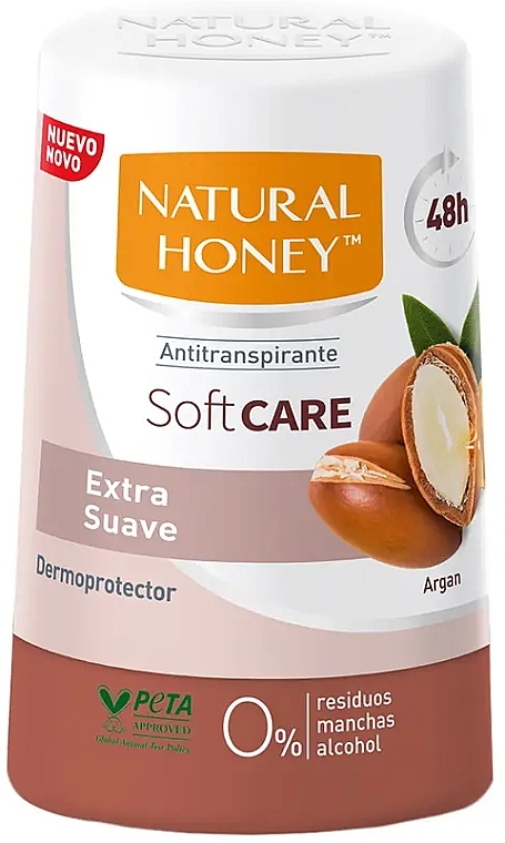 Dezodorant-antyperspirant w rolce - Natural Honey 48H Soft Care Argan  — Zdjęcie N1