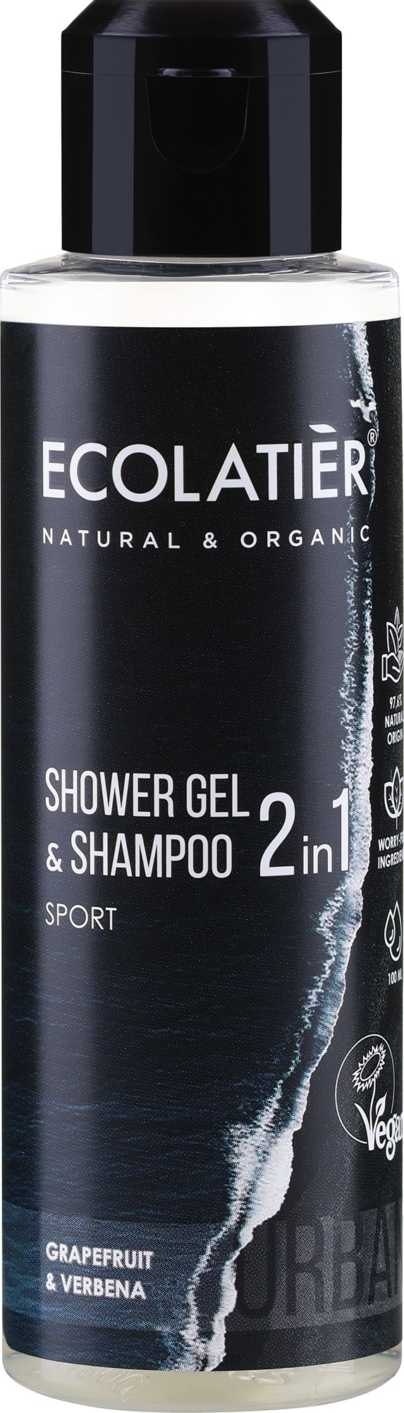 Żel pod prysznic i szampon 2 w 1 dla mężczyzn Grejpfrut i werbena - Ecolatier Urban Sport — Zdjęcie 100 ml