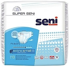 Pieluchy dla dorosłych, 40-60 cm, 10 sztuk - Seni Super Seni Extra Small 0 Fit & Dry — Zdjęcie N1