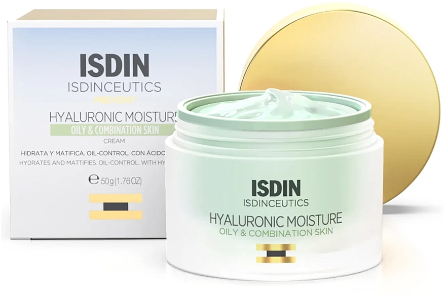 Krem do skóry tłustej i mieszanej - Isdin Isdinceutics Hyaluronic Acid Moisturizing Oily & Combination Skin Cream — Zdjęcie N1