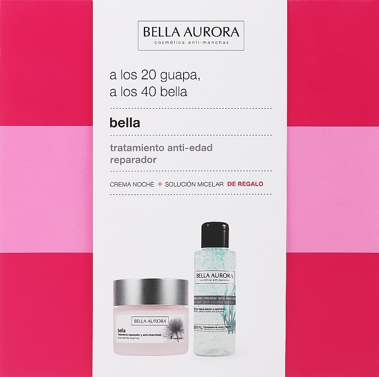 Zestaw - Bella Aurora Bella Night Set (fcr/50ml + mic/water/100ml) — Zdjęcie N1