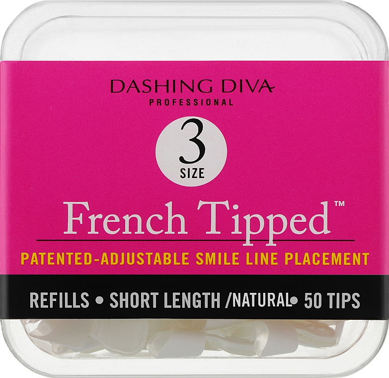 Tipsy krótkie naturalne French - Dashing Diva French Tipped Short Natural 50 Tips (Size 3) — Zdjęcie N1