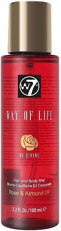 Spray do włosów i ciała Róża i Olejek migdałowy - W7 Way of Life Hair & Body Mist Be Divine — Zdjęcie N1