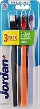 Kup Szczoteczka do zębów miękka, czarna, pomarańczowa, fioletowa - Jordan Clean Smile Soft