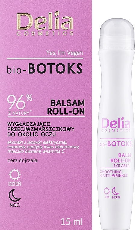 Kojący i przeciwzmarszczkowy balsam w kulce pod oczy - Delia bio-BOTOKS Soothing & Anti-Wrinkle Roll-On Balm Eye Area