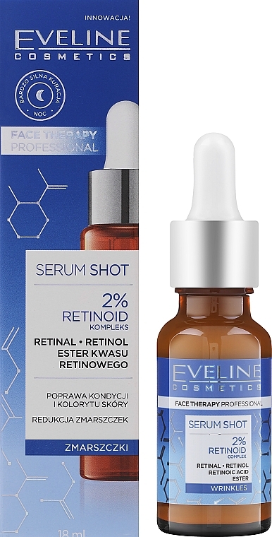 Serum wygładzające zmarszczki z 2% kompleksem retinoidów - Eveline Cosmetics Face Therapy Professional Serum Shot — Zdjęcie N2