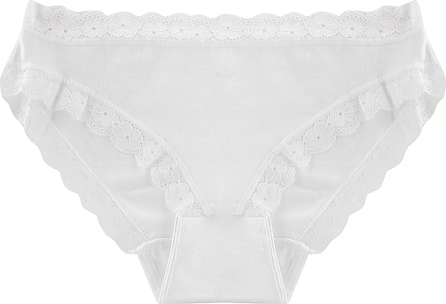 Bawełniane majtki z koronkowym wykończeniem, białe - Moraj — Zdjęcie N1