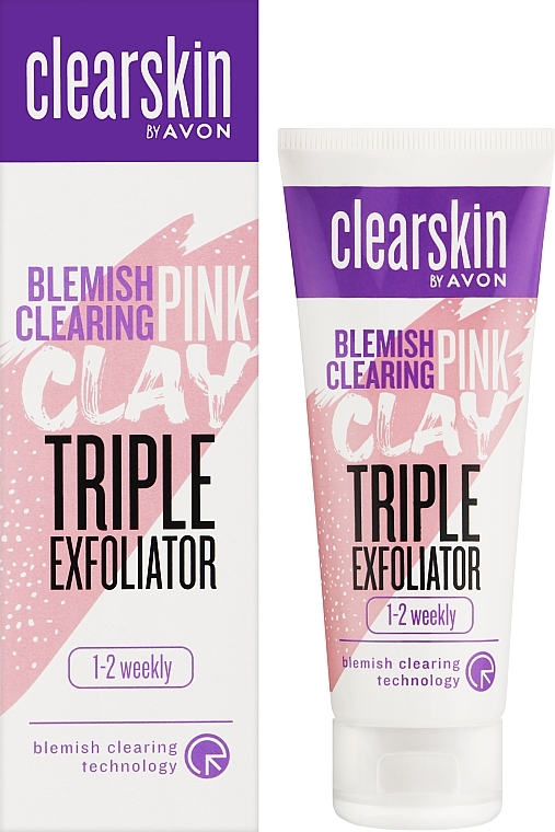Peeling do twarzy z różową glinką do skóry problematycznej - Avon Clearskin Blemish Clearing Pink Clay Triple Exfoliator — Zdjęcie N2