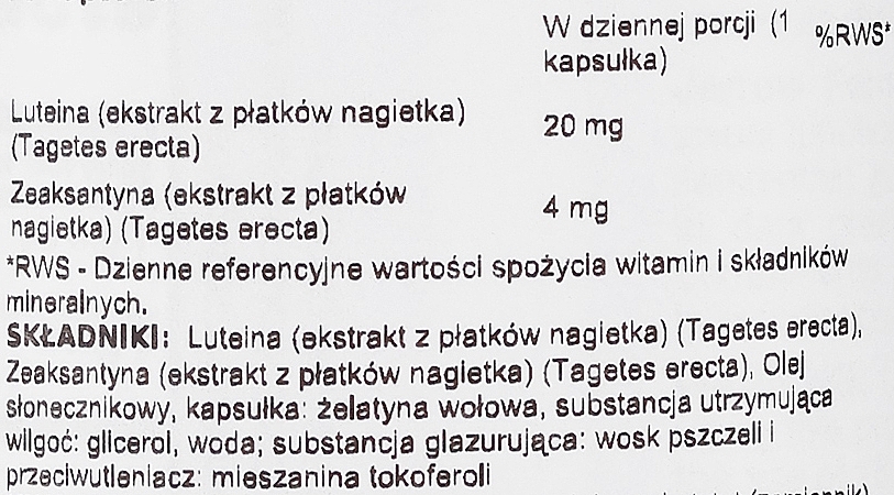 Suplement diety Luteina, 20 mg - Jarrow Formulas Lutein 20mg — Zdjęcie N3