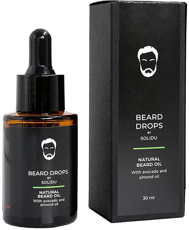 Olejek eteryczny do brody z olejem z awokado i olejem migdałowym - Solidu Beard Drops NaturalBeard Oil — Zdjęcie N1