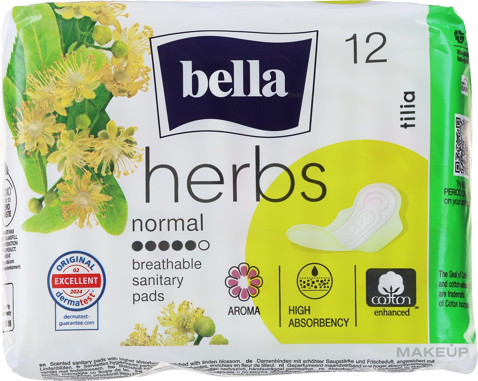 Podpaski higieniczne, 12 sztuk - Bella Herbs Tilia — Zdjęcie 12 szt.