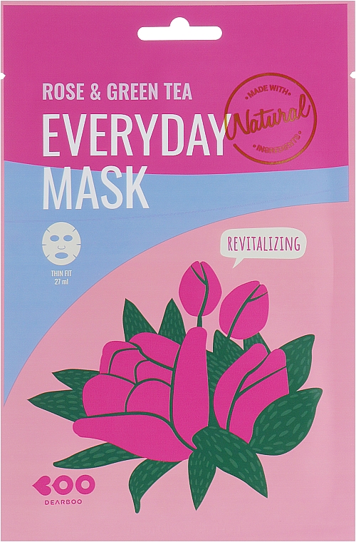 Maseczka do twarzy z ekstraktem z róży i zielonej herbaty - Dearboo Everyday Mask Rose & Green Tea — Zdjęcie N1