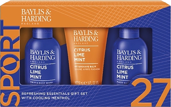 Zestaw - Baylis & Harding Citrus Lime & Mint Men's Refreshing Essentials Trio Gift Set (sh/gel/100ml + f/wash/100ml + ash/balm/50ml) — Zdjęcie N1