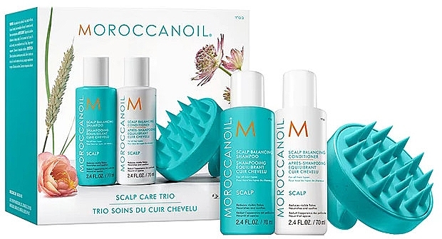 Zestaw - MoroccanOil Scalp Care Trio (shm/70ml + h/cond/70ml + scalp/brush/1pc) — Zdjęcie N1