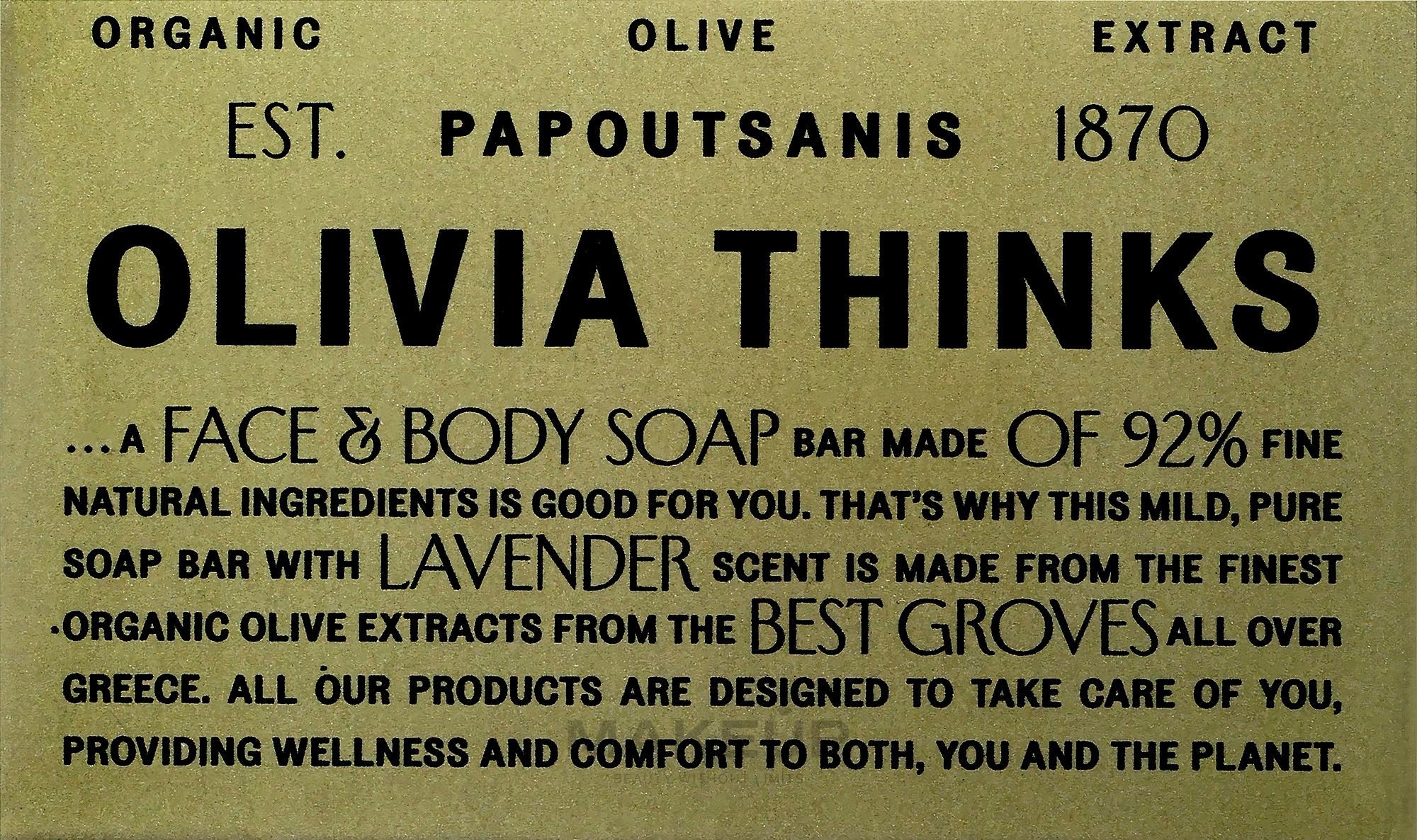 Mydło do twarzy i ciała - Papoutsanis Olivia Thinks Face & Body Soap Bar — Zdjęcie 40 g