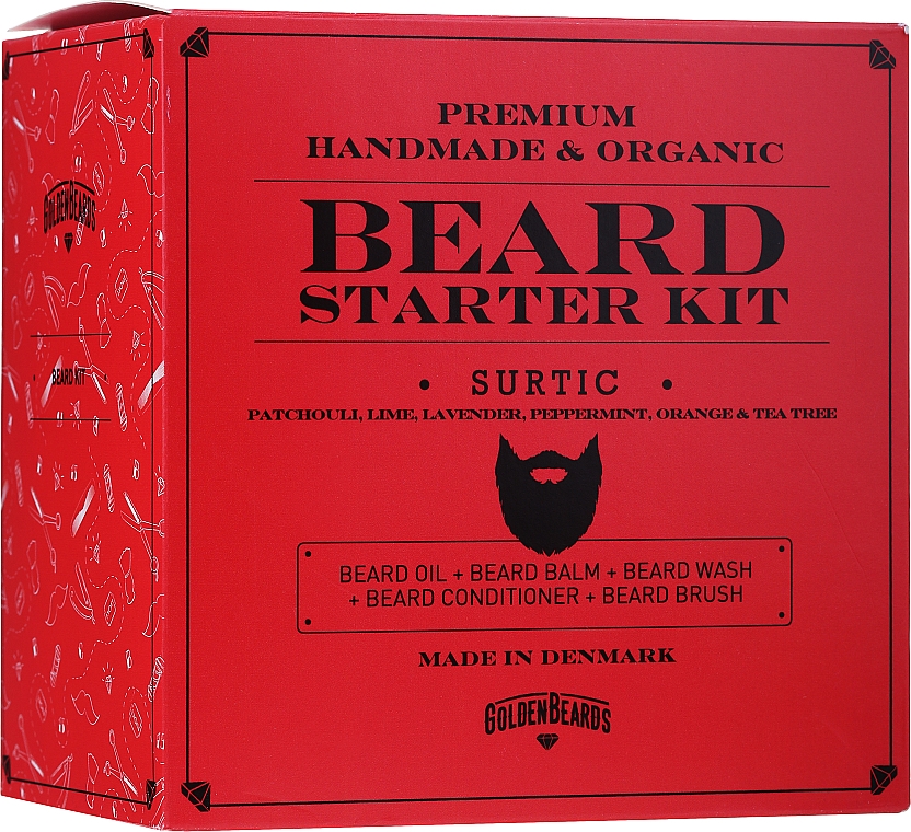 Zestaw - Golden Beards Starter Beard Kit Surtic (balm 60 ml + oil 30 ml + shmp 100 ml + cond 100 ml + brush) — Zdjęcie N1