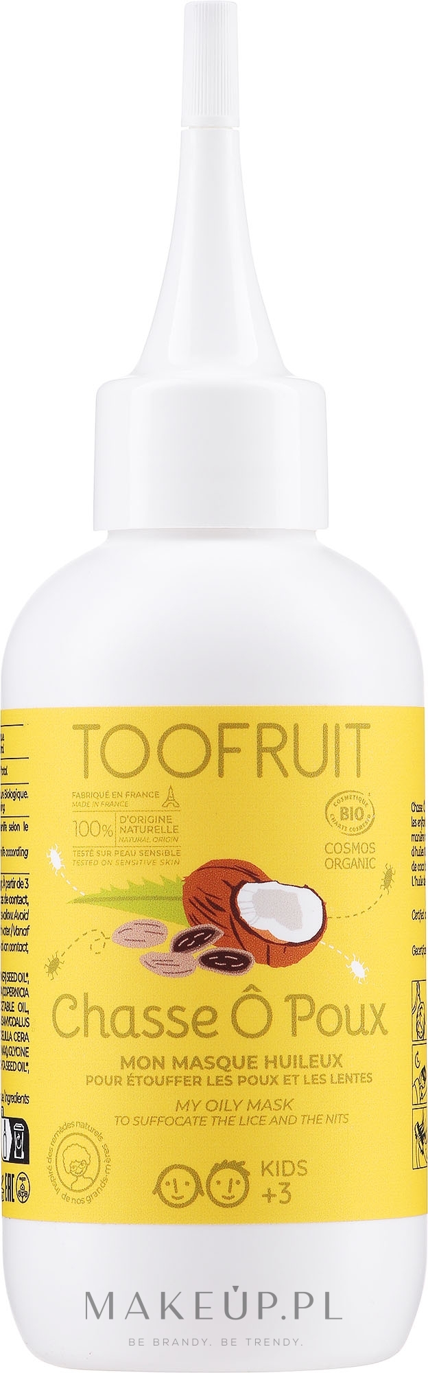 Maska do włosów dla dzieci z naturalnymi olejkami na wszy - Toofruit Lice Hunt Organic My Oily Mask  — Zdjęcie 125 ml