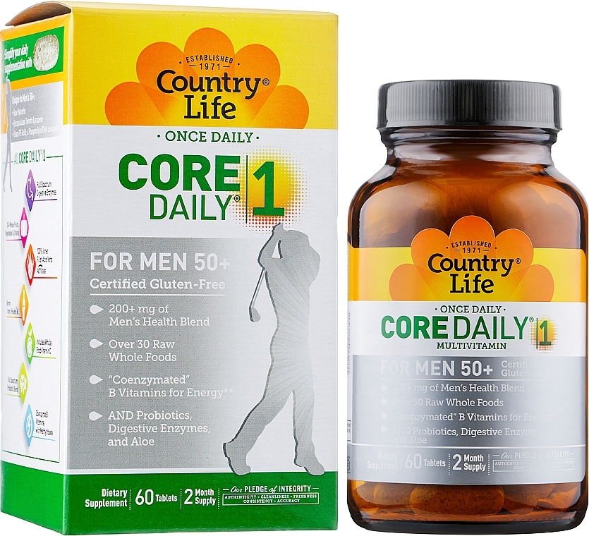 Kompleks witaminowo-mineralny dla mężczyzn 50+ - Country Life Core Daily-1 for Men 50+ — Zdjęcie N4