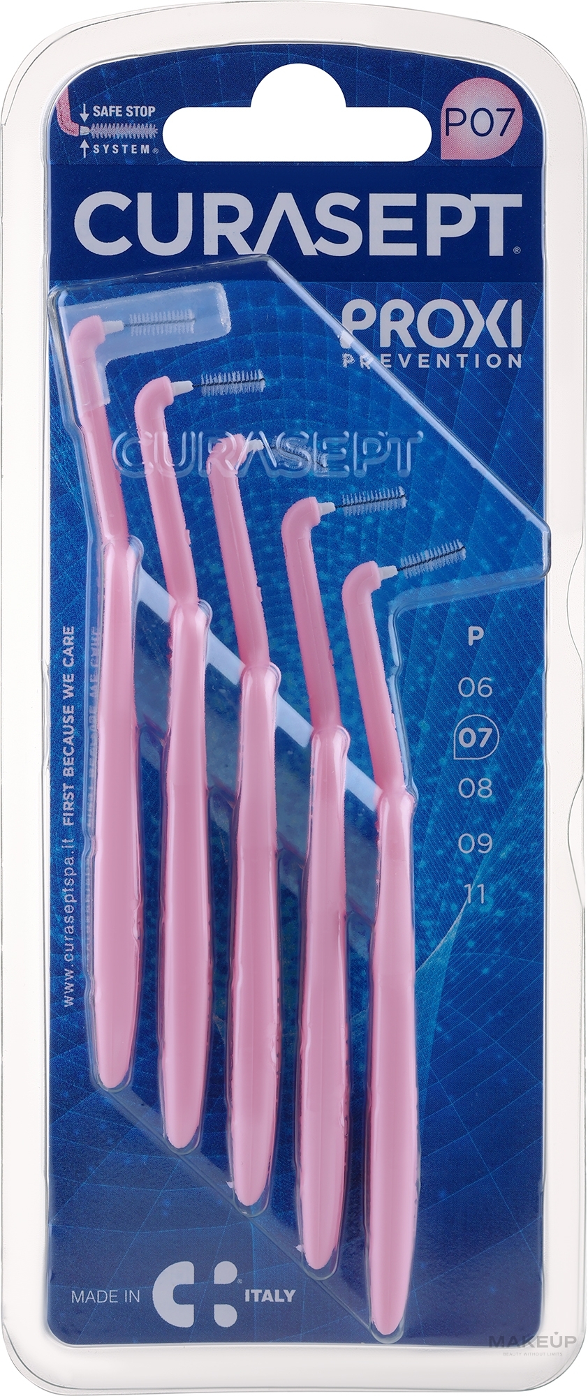 Szczoteczki międzyzębowe P07, 0,7 mm, różowe - Curaprox Curasept Proxi Angle Prevention Pink — Zdjęcie 5 szt.