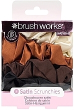 Satynowe gumki do włosów, 4 sztuki - Brushworks Natural Satin Scrunchies — Zdjęcie N1