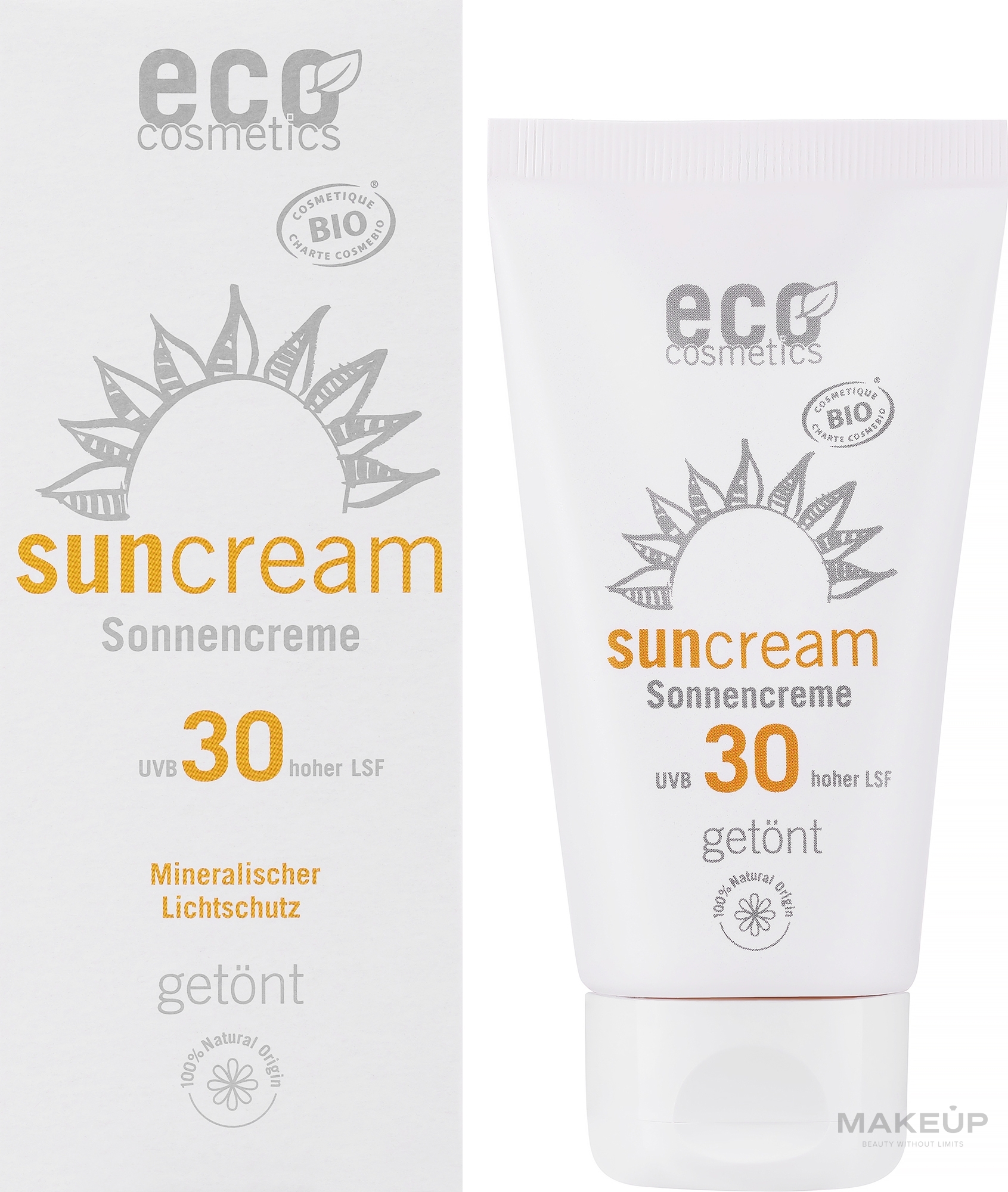 Wodoodporny krem przeciwsłoneczny SPF 30 z efektem opalania - Eco Cosmetics Sonne SLF 30 Getoent — Zdjęcie 75 ml