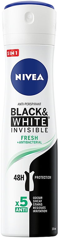 Antyperspirant w sprayu przeciw białym śladom i żółtym plamom - Nivea Invisible For Black & White Fresh Antiperspirant