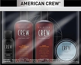 Kup Zestaw - American Crew Grooming Travel Kit (shm/100ml + cond/100ml + shave/gel/50ml + fiber/50g)