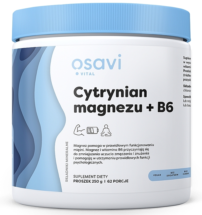 Suplement diety Cytrynian magnezu+B6 w proszku - Osavi  — Zdjęcie N1
