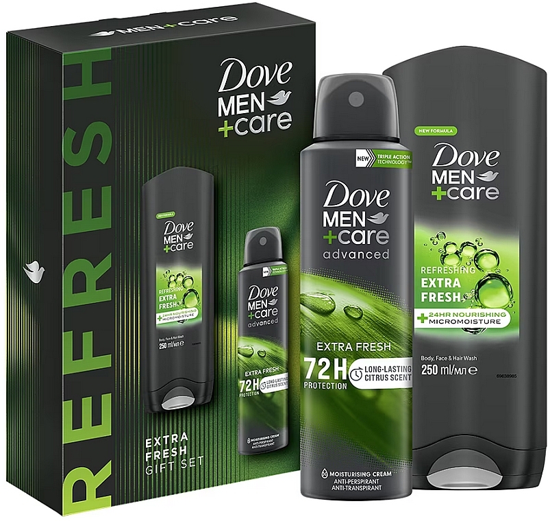 Zestaw - Dove Men+Care Extra Fresh Care Gift Set (b/f/wash/250ml + deo/150ml) — Zdjęcie N1