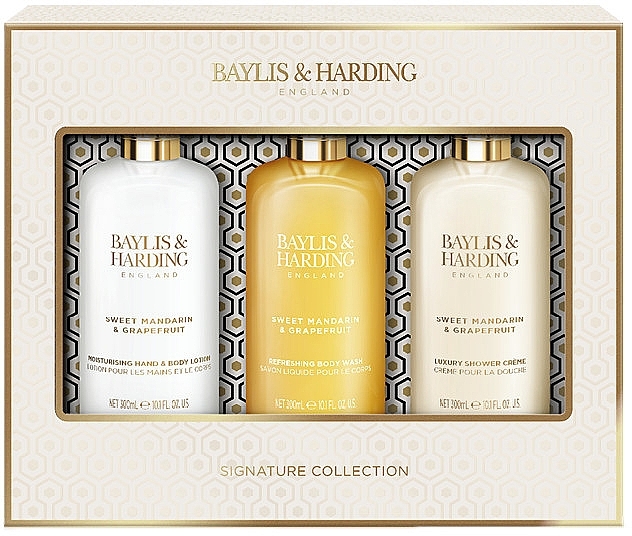 Zestaw - Baylis & Harding Sweet Mandarin & Grapefruit Luxury Bathing Essentials Gift Set (sh/gel/300ml + sh/cr/300ml + b/lot/300ml) — Zdjęcie N1