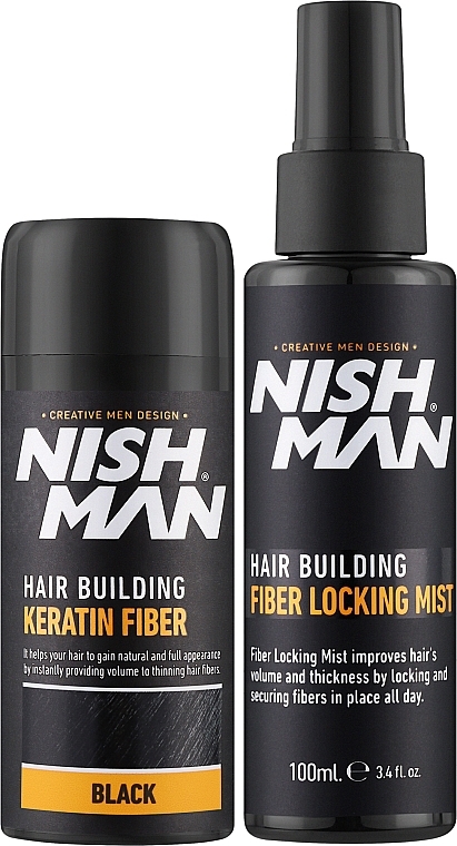 Zestaw kosmetyków do zagęszczenia włosów dla mężczyzn - Nishman Hair Building Keratin Fiber (powder/21g + mist/100ml) — Zdjęcie N2