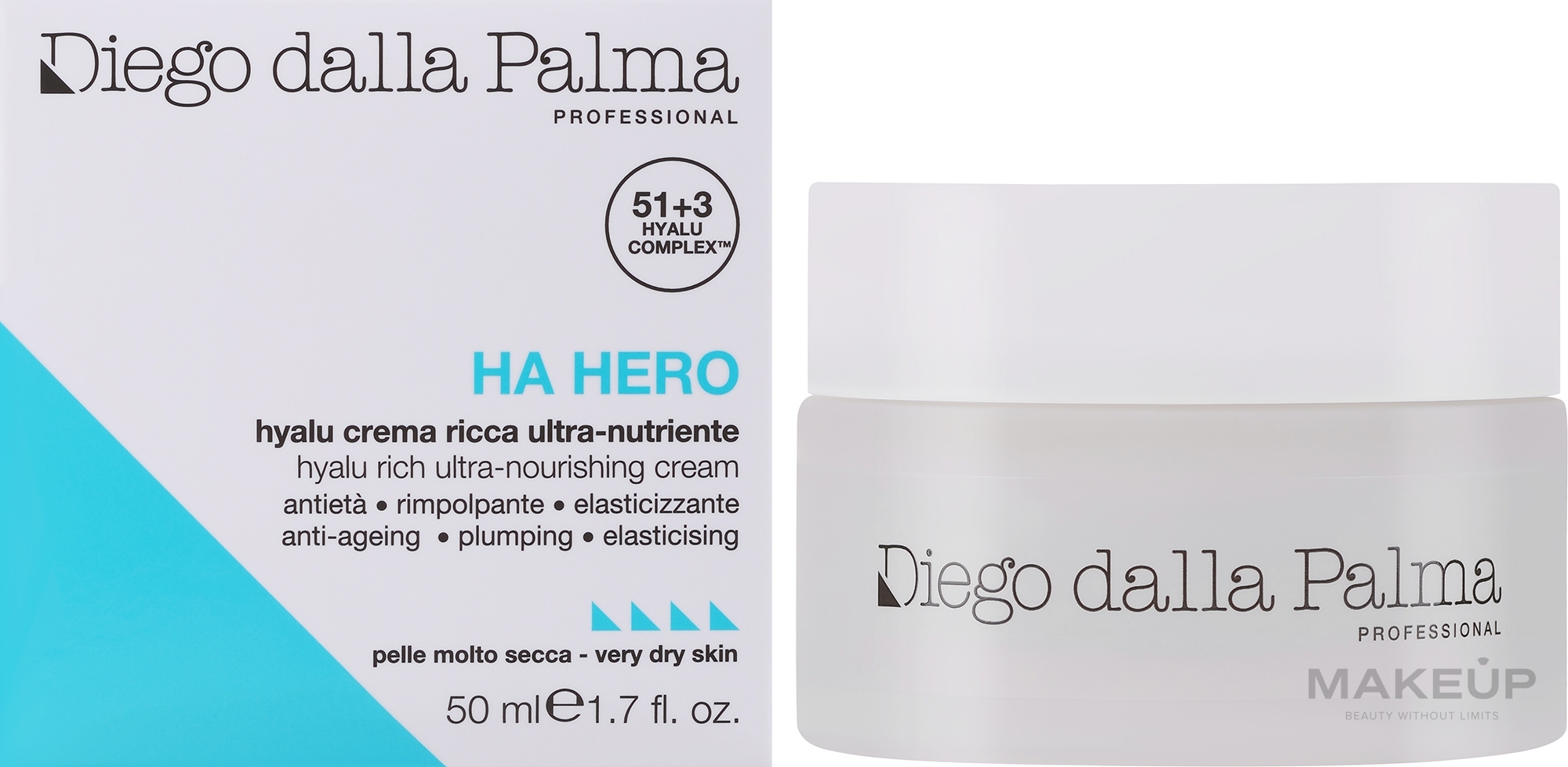 Ultra odżywczy krem do twarzy - Diego Dalla Palma Professional HA Hero Hualo Rich Ultra-Nourishing Cream — Zdjęcie 50 ml