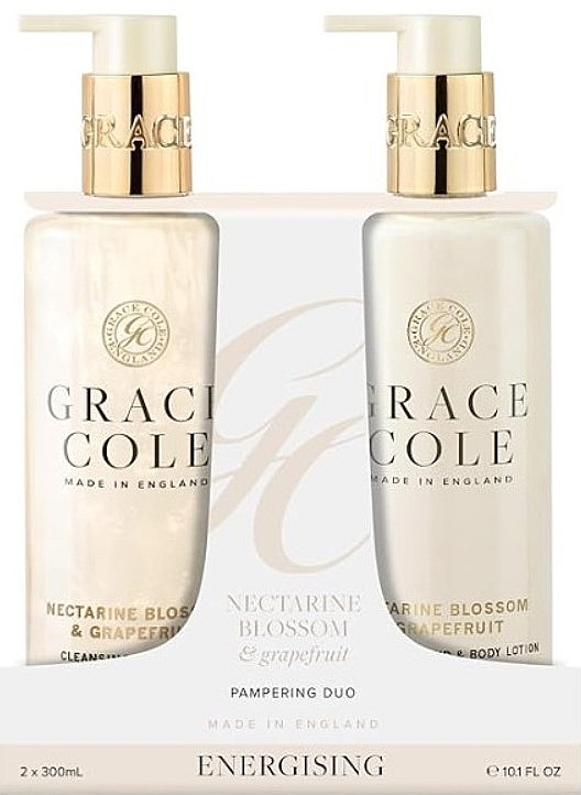 Zestaw - Grace Cole Nectarine Blossom & Grapefruit Hand Care Duo Set (h/wash/300ml + h/lot/300ml) — Zdjęcie N1