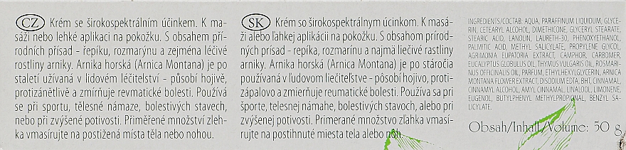 Krem ziołowy do ciała z leczniczą arniką - Vridlo Karlovarska Kosmetika Arnika — Zdjęcie N3