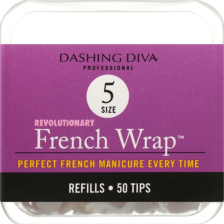 Wąskie tipsy - Dashing Diva French Wrap White 50 Tips (Size 5) — Zdjęcie N1