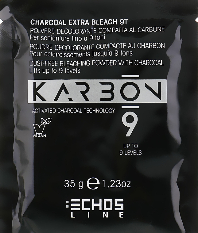 Proszek wybielający z węglem drzewnym do rozjaśniania 9 odcieni - Echosline 9 Charcoal Extra Bleach 9T — Zdjęcie N3