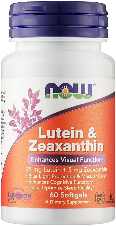 Suplement diety Luteina i zeaksantyna, miękkie kapsułki - Now Foods Lutein & Zeaxanthin Softgels — Zdjęcie N1