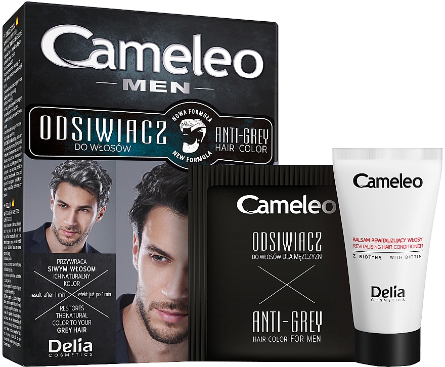 Odsiwiacz do włosów czarnych i ciemnobrązowych dla mężczyzn - Delia Cameleo Men
