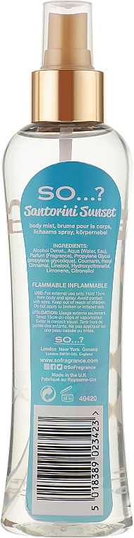 Spray do ciała - So...? Santorini Sunset Body Mist — Zdjęcie N4