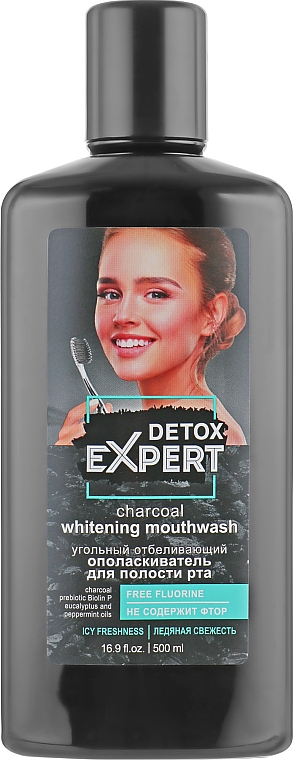 Wybielający płyn do płukania jamy ustnej - Detox Expert Charcoal Whitening Mouthwash