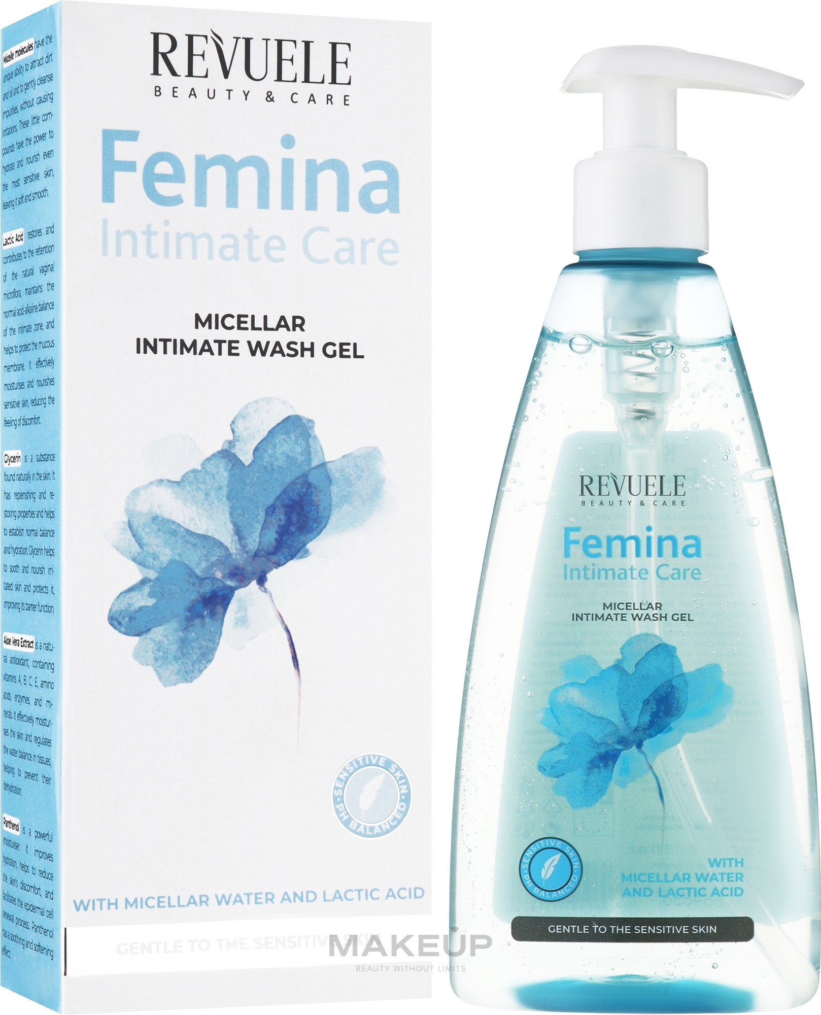 PRZECENA! Micelarny żel do higieny intymnej - Revuele Femina Intimate Care Micellar Intimate Wash Gel * — Zdjęcie 250 ml