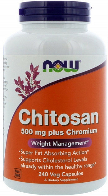 Naturalny suplement, 500 mg - Now Foods Chitosan With Chromium — Zdjęcie N2