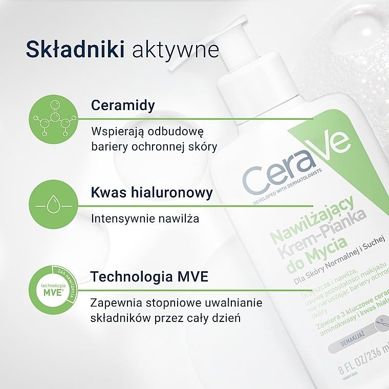 Nawilżający krem-pianka do mycia - CeraVe Hydrating Cream To Foam Cleanser For Normal To Dry Skin — Zdjęcie N4