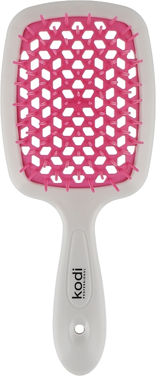 Szczotka do włosów, biała z różowymi zębami - Kodi Professional Soft Touch Hairbrush — Zdjęcie N1