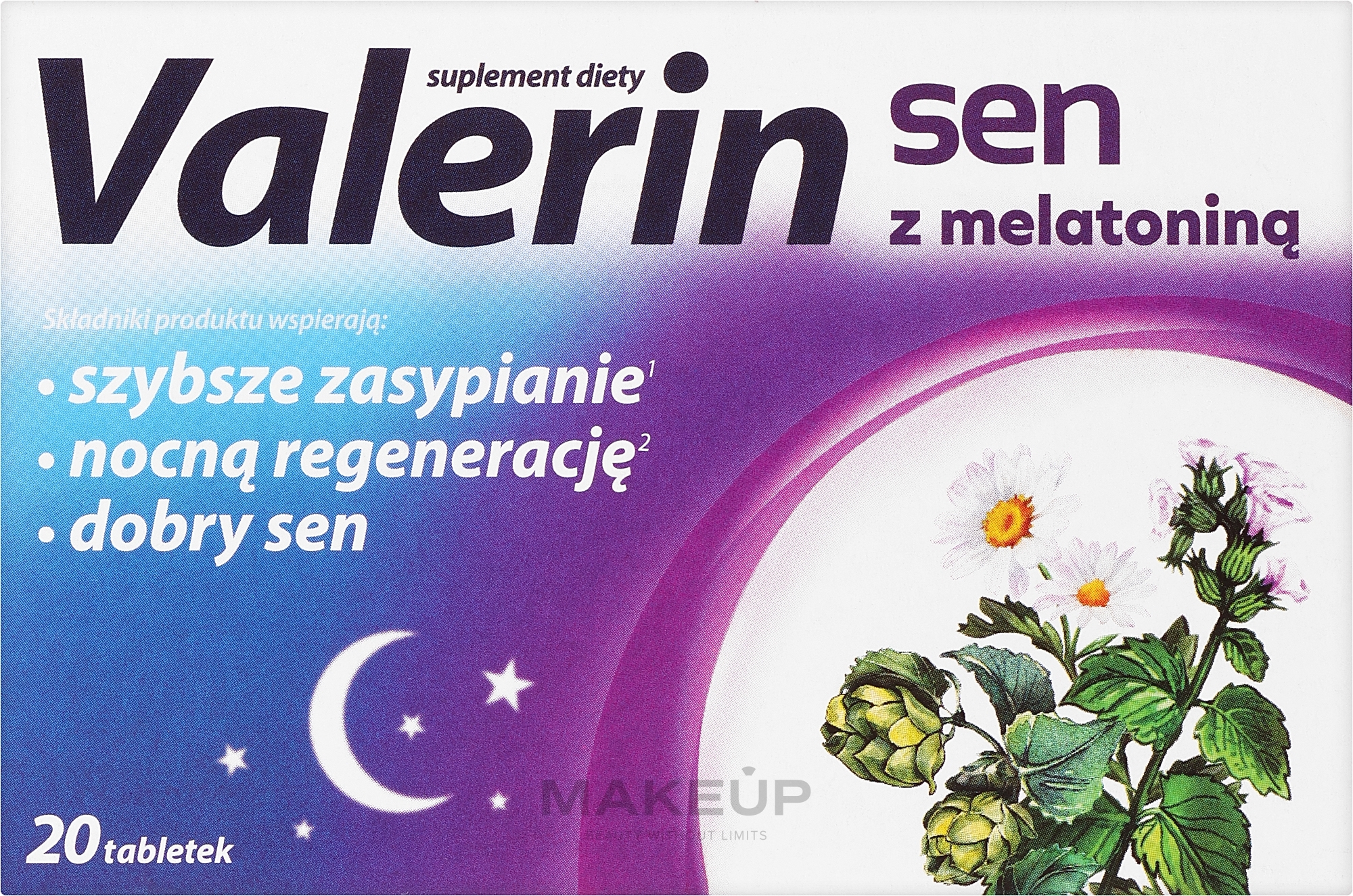 Suplement diety w tabletkach - Aflofarm Valerin Sen  — Zdjęcie 20 szt.