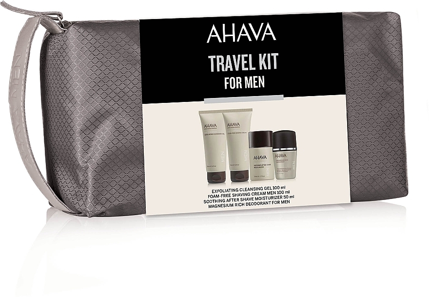 Zestaw - Ahava Men Travel Kit (ash/cr/50ml + gel/100ml + sh/cr/100ml + deo/50ml + bag/1pcs) — Zdjęcie N1